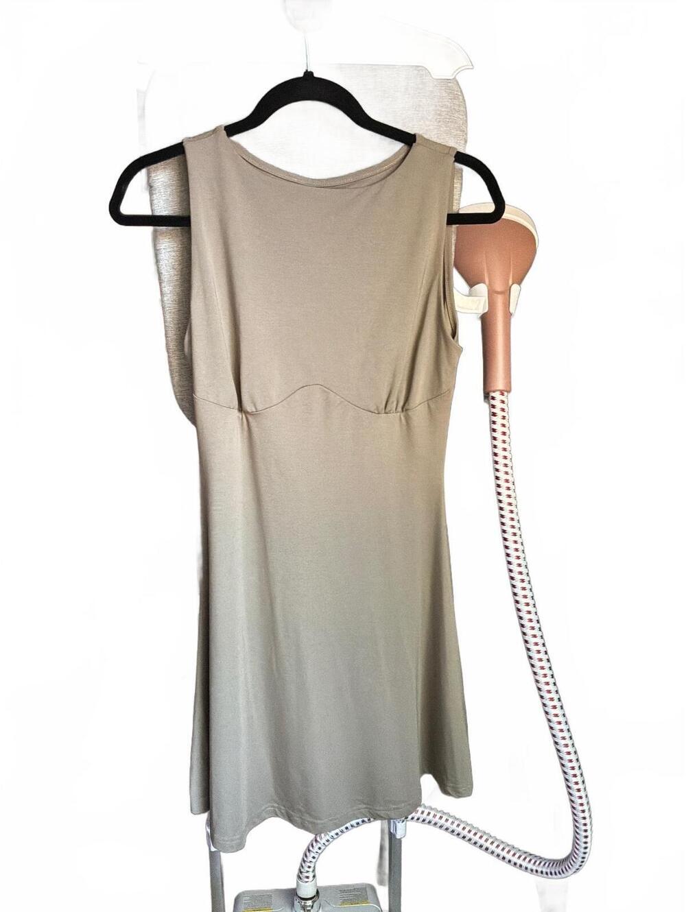 Grey Brown Hot Girl Athletic Empire Underbust Sleeveless Ribbed Scoop Neck Dress